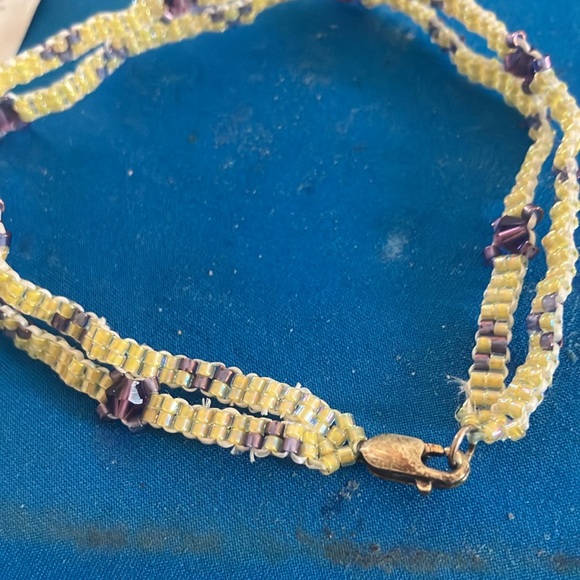 Yellow and Purple Beaded Bracelet - Picture 3 of 3
